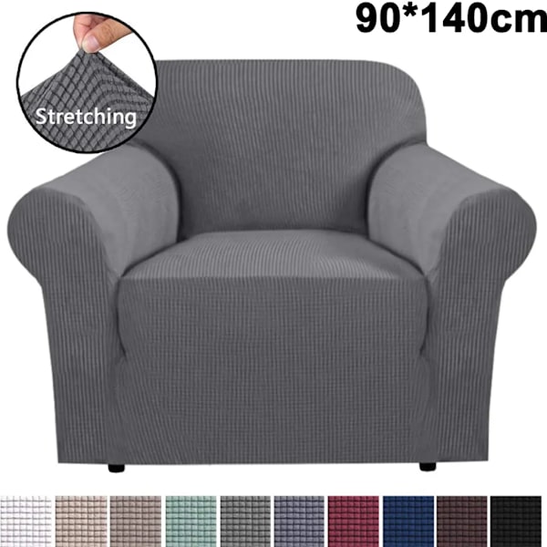 Elastan sofföverdrag stretch sofföverdrag fåtöljöverdrag elastiskt halkfritt sofföverdrag (1-sits, ljusgrå)