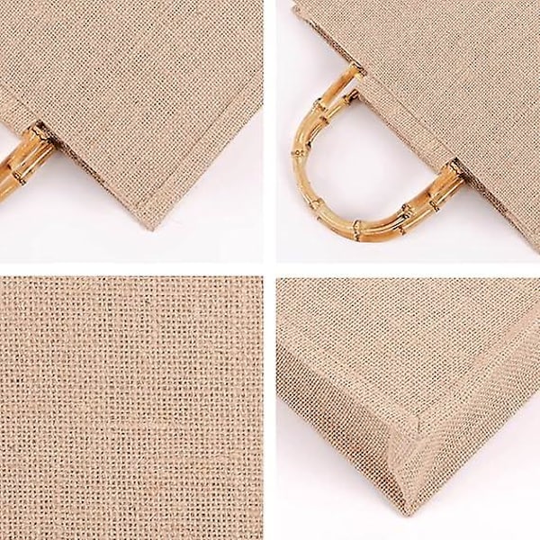 Jute indkøbspose, 31 x 25 x 10 cm, vandtæt indkøbspose til at bære ruller, måltider eller grøntsager - - Størrelse S:, 31 * 25 * 10cm EU