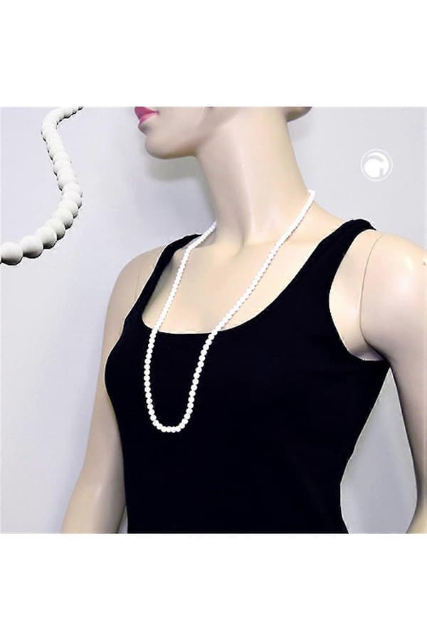 Halsband Pärlor 6mm Vit-glänsande 80cm - Gl02177-80