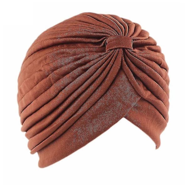 Dame ensfarget turbanhatt hodeplagg lue (middels kaffe)