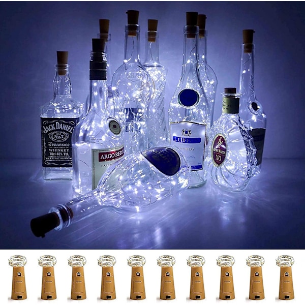 Wine Bottle Lights With Cork, 10 Pack Battery Operated Led Cork Shape Silver Copper Wire