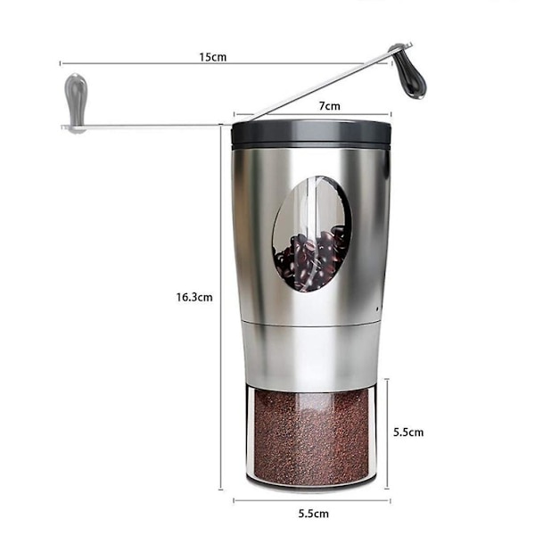 Manuell kvarn i rostfritt stål, bärbar kaffekvarn, hög kvalitet, för hemmet, kontoret, espressokvarn, manuell kvarn | Manuell kaffekvarn