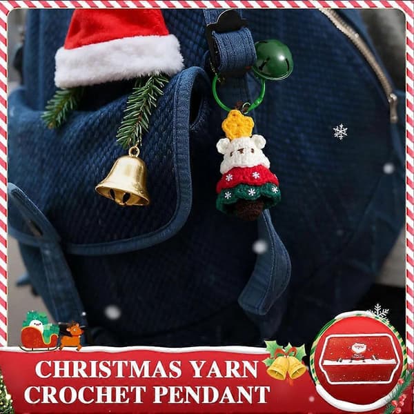 Hängande julgransprydnad i form av klocka, stickad i ull B3