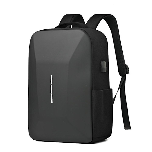 Herre Casual Ryggsekk med USB-ladeport Anti-tyveri Hard Shell Bærbar PC-veske for Utendørsreiser（Grå）
