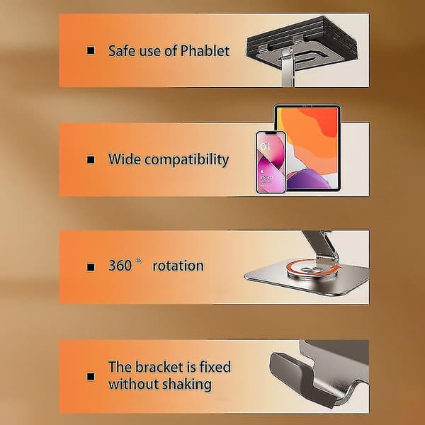 P022 Skrivebords Tablet Stativ Aluminiumlegering Tablet Computer Beslag Roterende Telefonholder