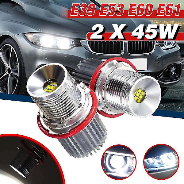 2 st 45w vita LED-bilängelögon LED-markör Halo-ringljuslampa strålkastarlampa för - E39 E53 E60