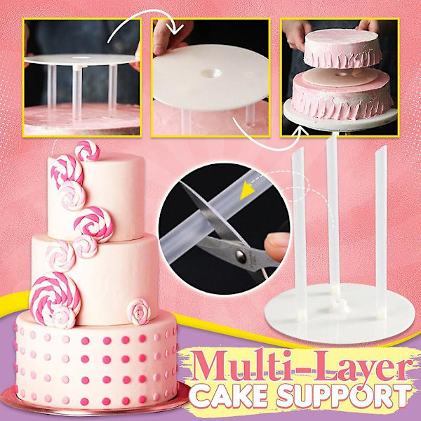 Multi-lags kagesupport sæt runde dessert hylde kagepakning kagesupport ramme kage stande bageværktøjer stabling beslag（12CM X 2 16CM X 1 20CM X 2）