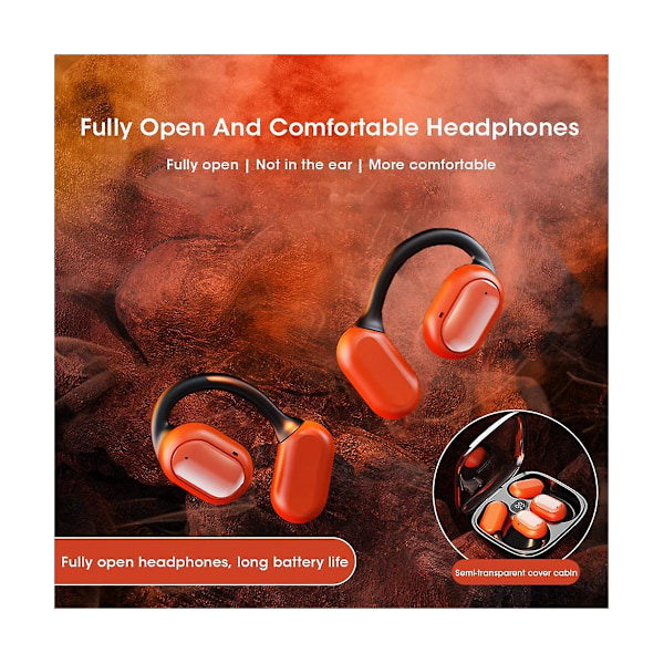 Wireless Earbuds Bluetooth 5.3 Headphones Waterproof Noise Reduction Sports Earphones Ear Hooks Stereo Headset for Phone（Orange Black）