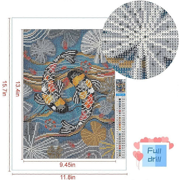 Diamantkonstset för Vuxna Fisk, 5D DIY Full Drill Diamantmålning Kit för Vuxna Fisk, 5D Diamantmålning efter Nummer Diamant med Måla Diamantpunkter 1