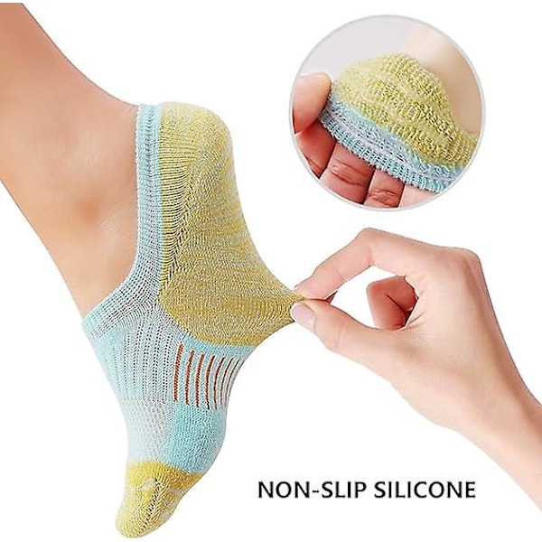 Damstrumpor No Show Athletic Ankle Socks Cushioned Running Low Cut 5 Par/Storlek:5-8/Färg: Flerfärgad 1