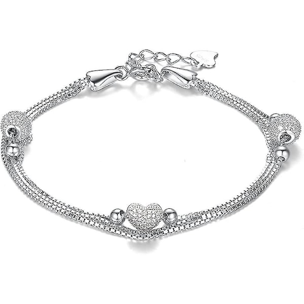 Women's Jewelry, Women's Silver Bracelet With Heart Pendant 925 Sterling Silver Gift