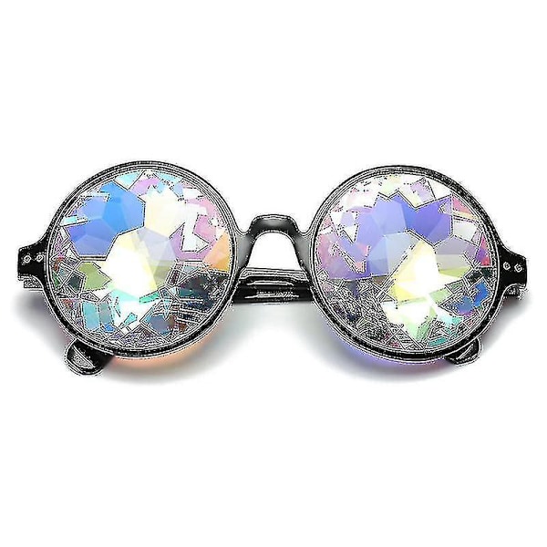 Kaleidoscope Glasses Rainbow Sunglasses Women Men Rave Party Festival Glasses Kaleidoscope Goggles Best Gift（Black）