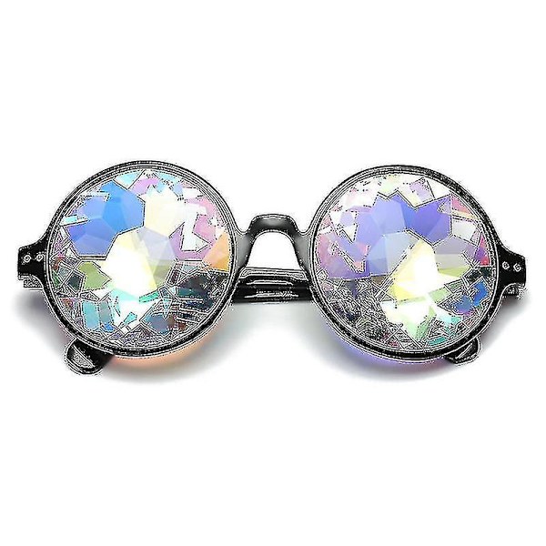 Kaleidoskooppilasit Sateenkaurisilmälasit Naiset Miehet Rave-juhlat Festivaalilasit Kaleidoskooppilasit（Musta）