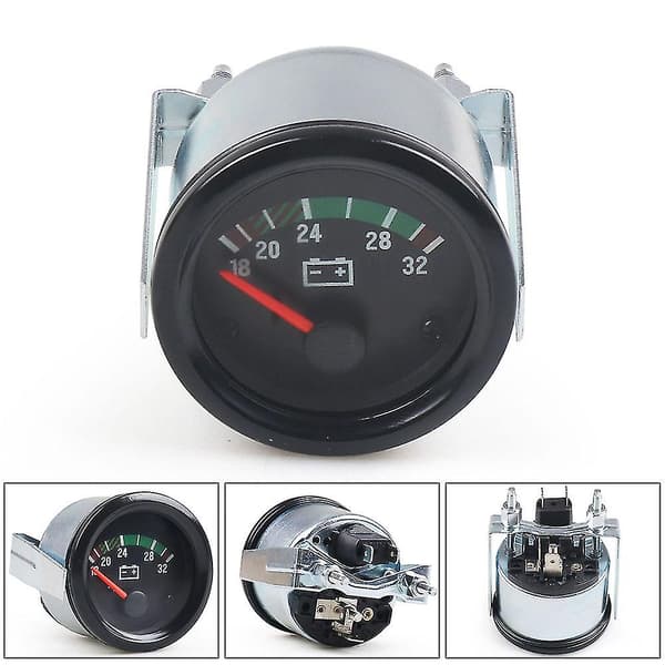 2\" 52mm Bil Voltmeter Pointer 12v /24v Volt Gauge Spændingsmåler Gult Lys Bilmåler