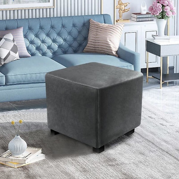 Sammets Ottomanöverdrag Stretchöverdrag Rektangel för Vardagsrum, Stretchöverdrag för Ottoman, Elastiskt Ottomanöverdrag, 100*100*45cm