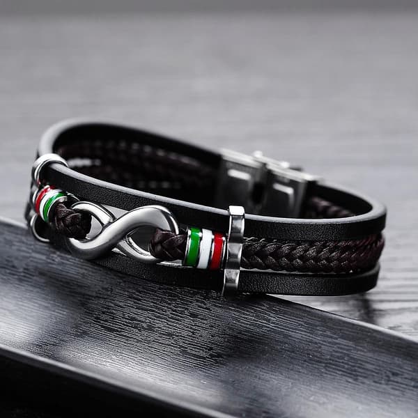 Læderarmbånd til mænd, sammenkædet armbånd med keltisk knude