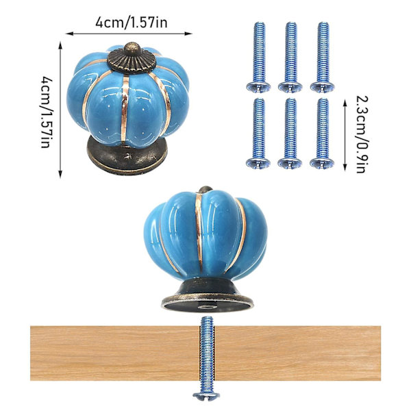 Keramiska lådknoppar Pumpaformade knoppar för renovering av byrå och garderob (6 stycken 6 färger)