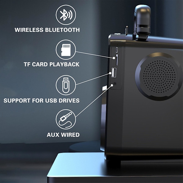 Bluetooth trådlös högtalare bärbar kolumn högtalare subwoofer utomhus musikcenter dator FM-radiohögtalare（svart）