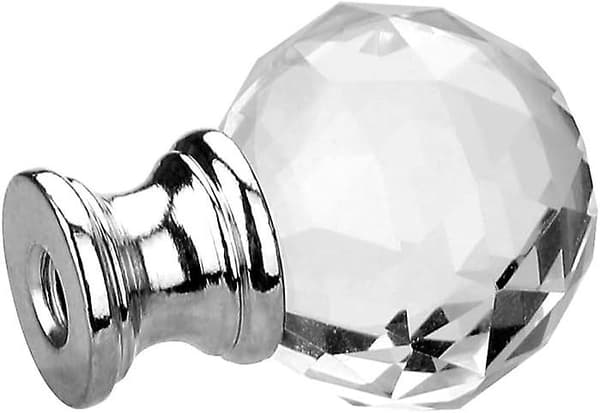 Trådad diamantkristall lampskärm finial silver bas