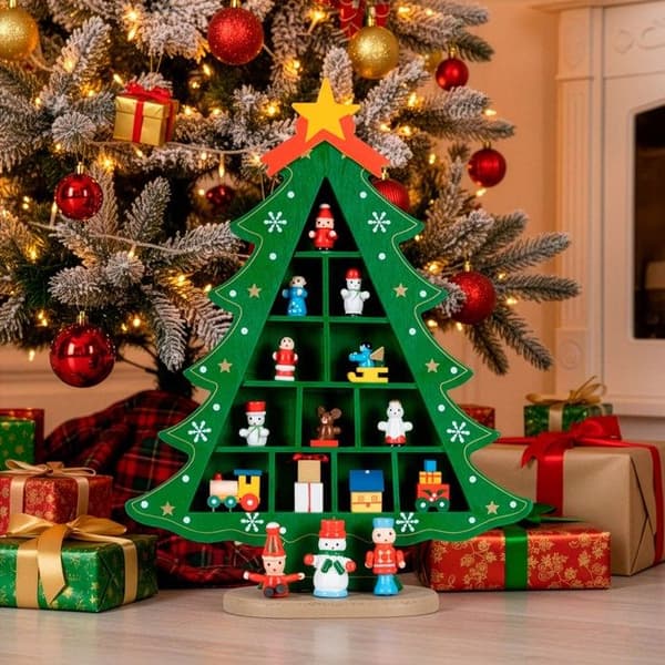 Juletræ - SPRINGOS - 28 cm - Træ med figurer - Indendørs dekoration - Klassisk