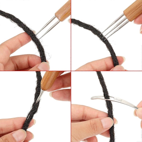 5-pack Dreadlocksverktyg Inkluderar 3 Dreadlocksvirka 1 Haka 2 Hakar 3 Hakar Hårfletningsnål Virka 2 Hårlåsverktyg för Fläta