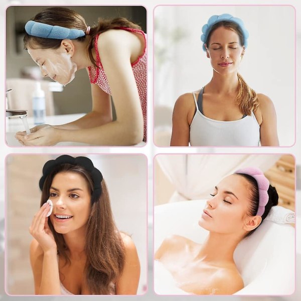 Face Wash Spa Hårband Pannband, 3-delat Ansikts Pannband Kosmetisk Pannband Set, Kosmetisk Pannband för kvinnor Lämplig för Yoga, Ansiktstvätt, Sminkborttagning