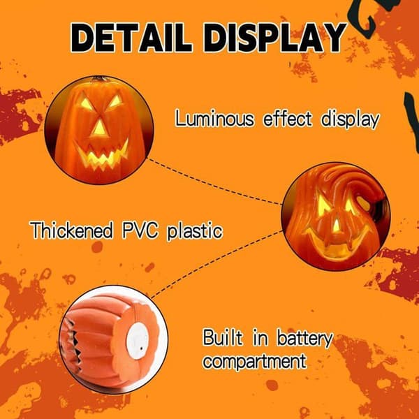 Halloween-dekoration, 2 stk. LED-græskarlys, oplyst græskar, til indendørs og udendørs brug