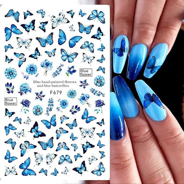 10 Ark Fjärils Nagelkonst Dekaler Självhäftande Nageldekaler Vattenöverföring Vanessa Designs Dekorationer för Nagelgel Polish