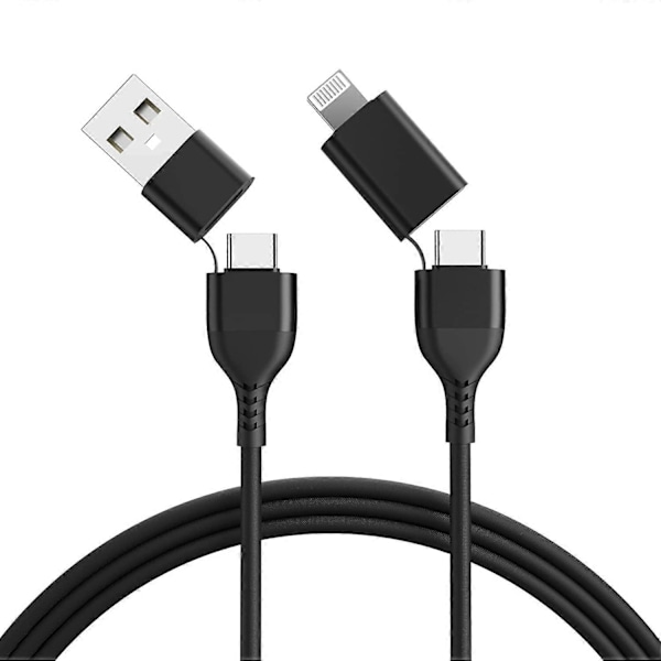 [Apple MFi-certifierad] USB Type-C Multi Snabbladdningskabel PD 65W 4 i 1 USB A/C till USB C/Lightning Laddningskabel för iPhone/iPad/MacBook/Tabletter/Sams
