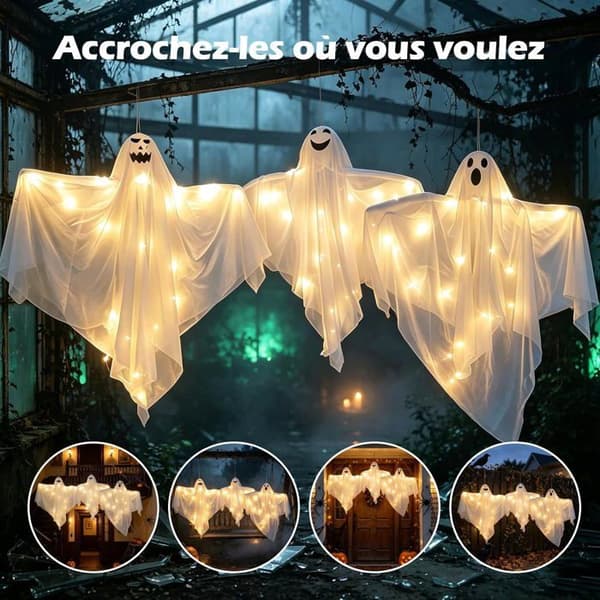 Halloween Spøgelsesdekoration Sæt med 3, til Halloween-begivenheder, til indendørs og udendørs Halloween