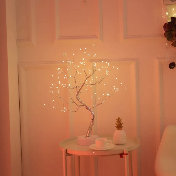 36LED 3D bordslampa, koppartrådsjulgran nattljus för inomhusbarns dekorationsfe