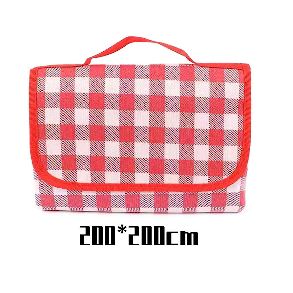 200X200cm Ulkoilma Camping Mat Nukkuminen Mat Picnic Mat Paksuuntunut Vedenpitävä Ranta Matto Camping Ten（Punainen）