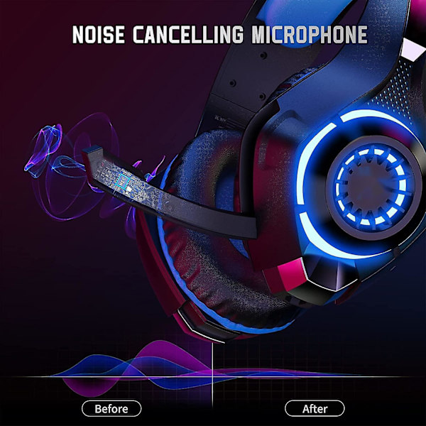 Gaming Headset til PS4 PS5 Xbox One Switch PC med støjreducerende mikrofon, dyb bas og stereolyd