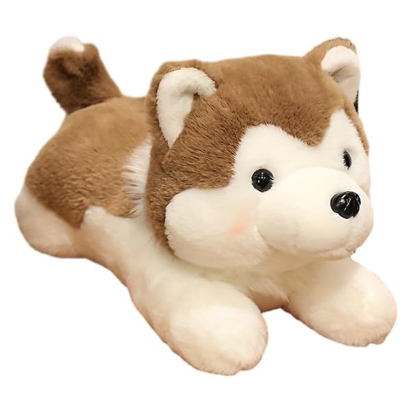 Mjukdjur Husky Docka Tygdocka Säng Djurdocka Kudde Flicksovande Docka（brun）