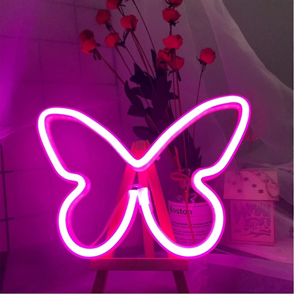 Fjärilsneonljus Rosa Neon Skylt Neon Vägglampa Usb Eller Batteridriven Fjärilsnattlampa För Flickors Sovrum Led Neon Skylt Neon Skylt För Bröllop