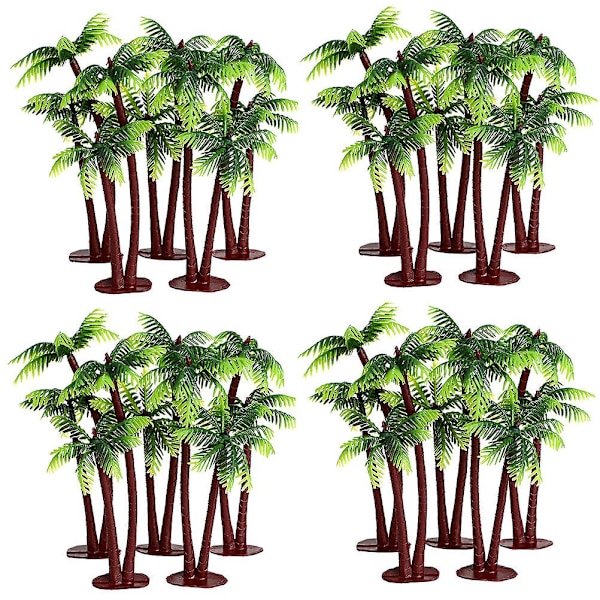 30 stk. Miniature Palme Akvarium Planter Kunstig Akvarium Planter Akvarium Dekoration（14.00X7.00X6.00CM，Grøn）