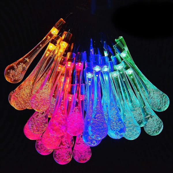 Solcellslampor med vattendroppar, 30 LED, 8 lägen, solcellslampor med vattendroppar
