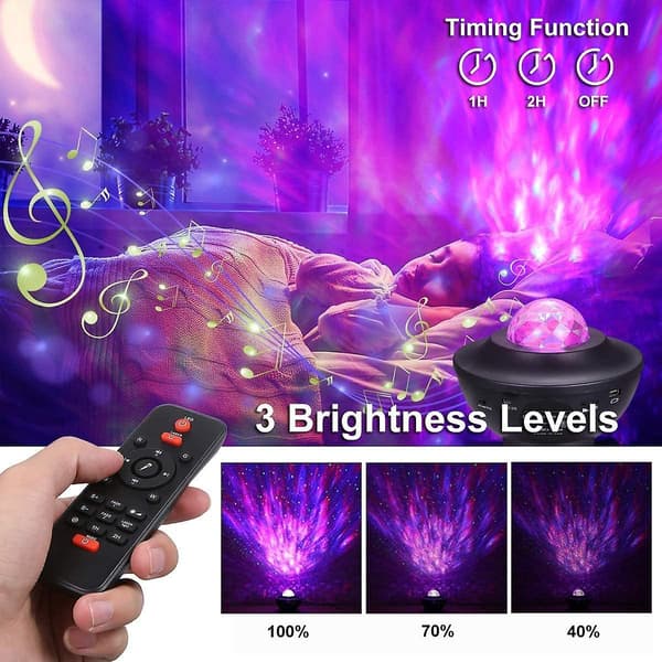 Led-projektorlys Ocean Wave Night Projector med Bluetooth-musikhøjttaler