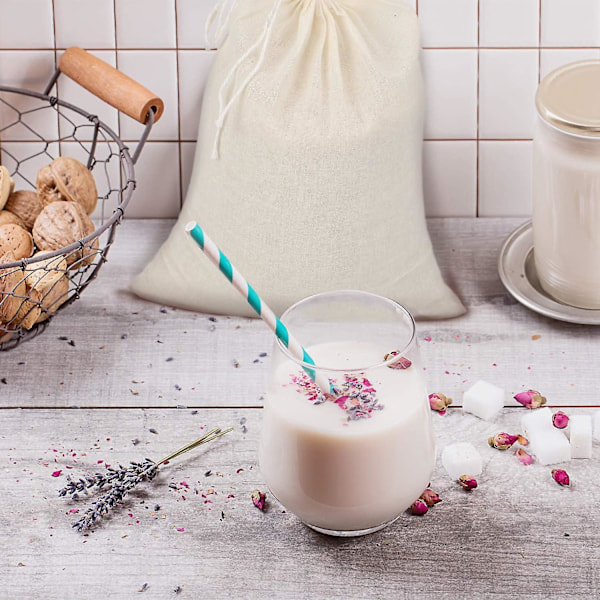 4 stk ostedukposer - Nøttemelk silpose i muslin for yoghurt, kaffe, te, juice og vin (stor, 30*35cm)