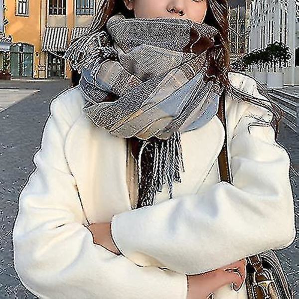 Dames Sjal Let og Blød Efterår Vinter Sjal Elegant Ternet Sjal