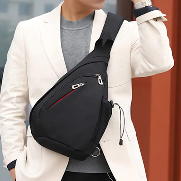 Crossbody Sling Ryggsäck Sling Väska Resa Vandring Bröstväska Dagryggsäck, Svart