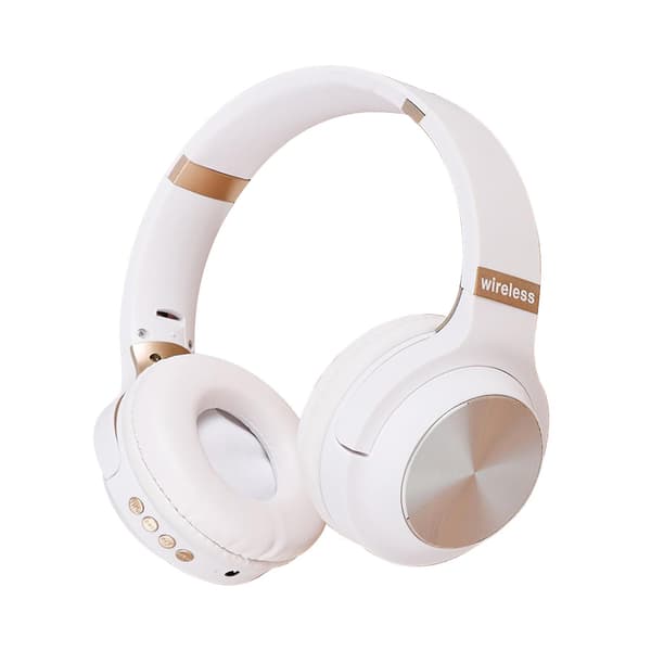 Hovedmonteret foldbart trådløst hovedmonteret Bluetooth-headset Metal Chip Bluetooth FM Pluggable Card Hvid