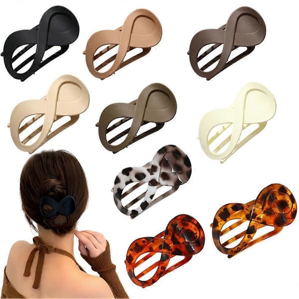 Infinity Loop Hårklemme - Leopardmønstret Hajklemme brownish red