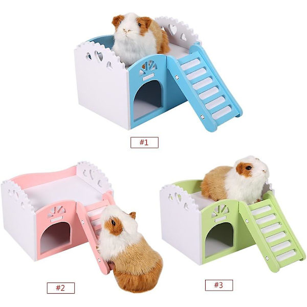 Hamster / Bur för små djur, med leksaker, 2 nivåer med designtrappor, 15 x 11 x 11 cm