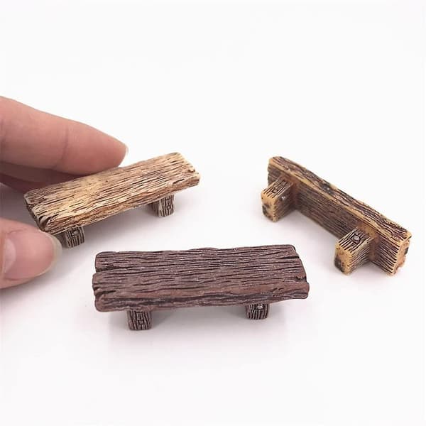 3 st träbänkar miniatyrprydnader älvträdgårdslandskap bonsaidekorationer dockhus