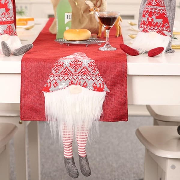 Rektangulär Linnebordlöpare för Julbord Dekoration Röd 33 X 180 Cm-a