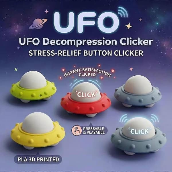 Button Clicker Fidget-legetøj - 3D-printet nøglering til angstlindring og fokus Blue
