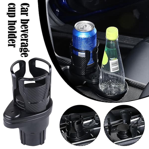 Bilkopholder Ekspander Adapter 2i1 Dobbelt Kopholder Montering Udvider Organizer（Carbon fiber sort）