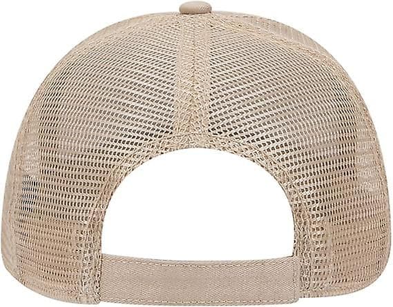 Bomulls-Twill 6-Panel Låg Profil Mesh Rygg Trucker Hat - Beige - One Size 56-59cm