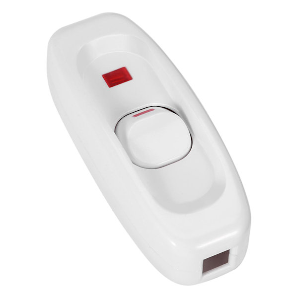 Inline ON/OFF bordlampe ledning kabelafbryder med LED indikatorlys - AC 250V 10A, hvid